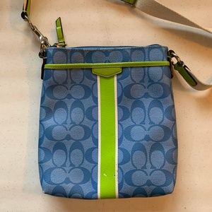 Coach Blue-Lime Crossover Shoulder Purse